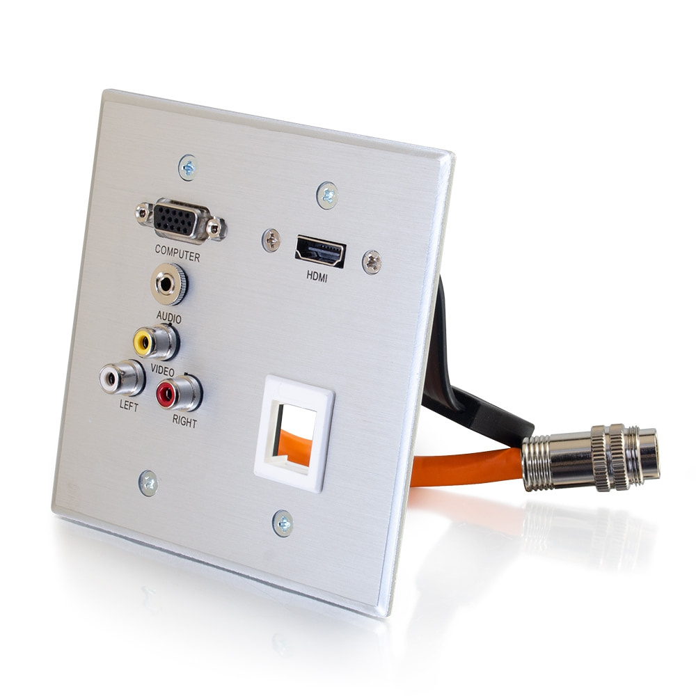 RapidRun Double Gang HD15 + 3.5mm + Composite Video + Stereo Audio + Keystone + HDMI Pass Through Wall Plate