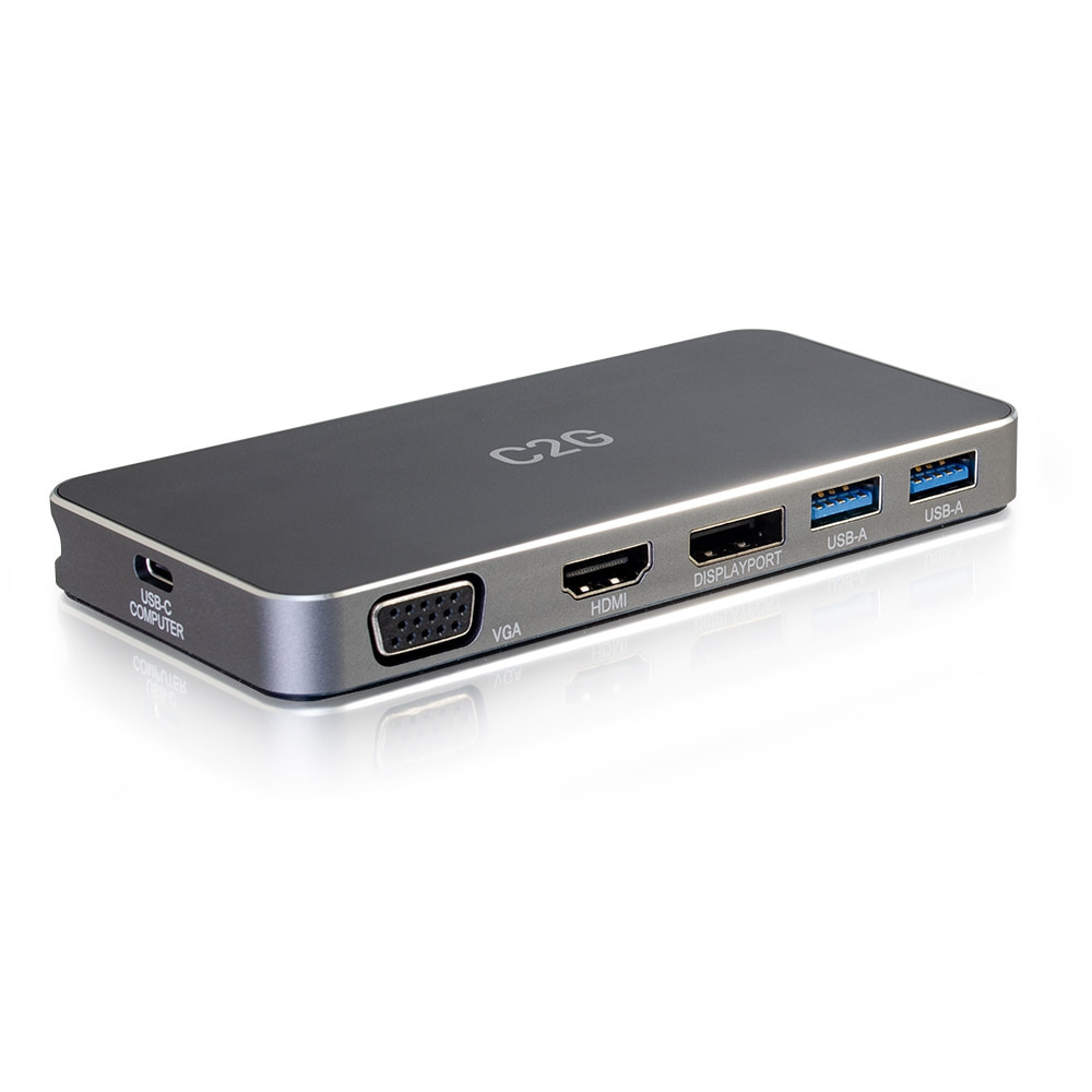 USB-C 7-in-1 Dual Display MST Docking Station with HDMI, DisplayPort, VGA and Power Delivery up to 100W - 4K 30Hz