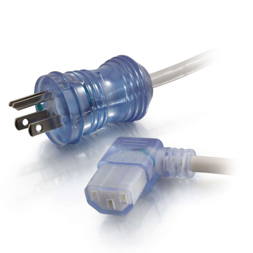 16 AWG Hospital Grade Power Cord (NEMA 5-15P to IEC320C13R) - Gray with Clear Connectors (TAA)