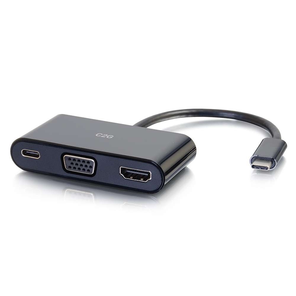USB-C to 4K HDMI and VGA Multiport Adapter with Power Delivery up to 60W - Black