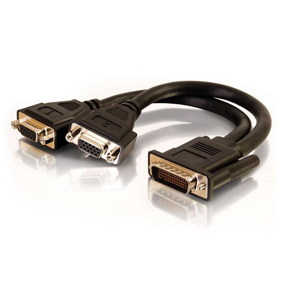 One LFH-59 (DMS-59) Male to Two HD15 VGA Female Cable
