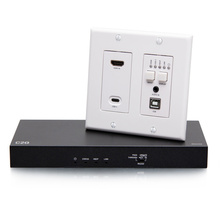 HDMI® HDBaseT + USB-C®, 3.5mm, and USB-B to A over Cat Extender Wall Plate Transmitter to Box Receiver - 4K 60Hz