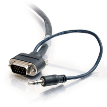 35ft (10.7m) VGA + 3.5mm A/V Cable with Rounded Low Profile Connectors M/M - Plenum CMP-Rated