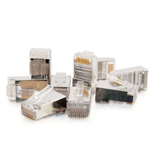 RJ45 Shielded Cat5e Modular Plug (with Load Bar) for Round Solid or Stranded Cable Multipack (50-Pack)