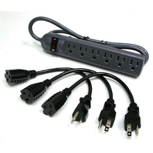 6-Outlet Power Strip with Surge Suppressor (3) 1ft Outlet Saver Power Extension Cords