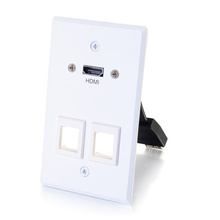 HDMI® Pass Through Single Gang Wall Plate with Two Keystones - White