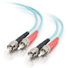 9.8ft (3m) ST-ST 10Gb 50/125 OM3 Duplex Multimode PVC Fiber Optic Cable (TAA Compliant) - Aqua