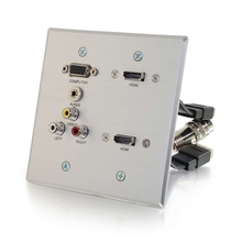 RapidRun® VGA, Stereo Audio, Composite Video and RCA Stereo Audio Double Gang Wall Plate with Dual HDMI Pass Through