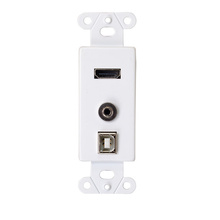 HDMI®, USB and 3.5mm Audio Pass Through Decorative Wall Plate - White