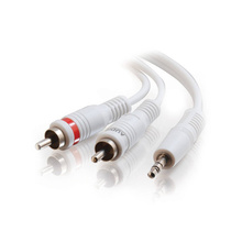 25ft (7.6m) One 3.5mm Stereo Male to Two RCA Stereo Male Audio Y-Cable - White