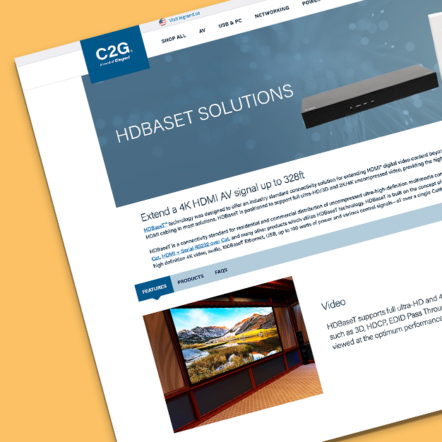 HDBaseT landing page highlighting video features and capabilities